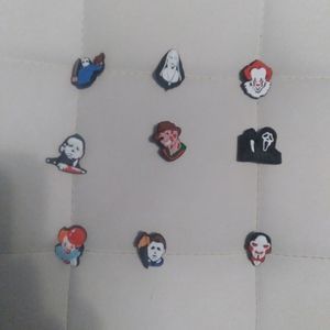 Set of 9  NEWHALLOWEEN MOVIE SHOE CROC CHARMS.
